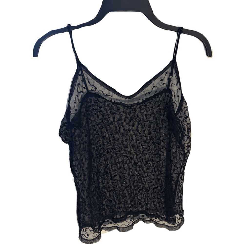 Y2K Sparkly Black Lace Women’s Top
